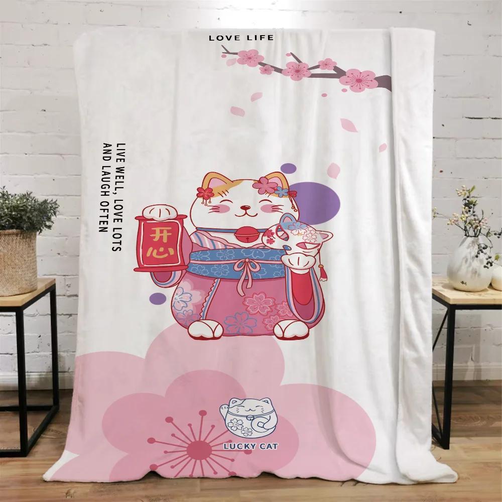 Lucky Cat Fluffy Soft Blankets & Throws Designer Throw Blanket Bed Knitted Plaid Interior for Home Luxury Bedding Beach Towel