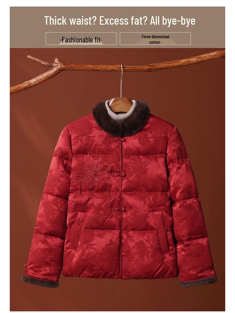 2026 Year of the Horse Benmingnian Winter Down Jacket for Middle-Aged and Elderly Women - New Chinese Style Tang Suit Outerwear