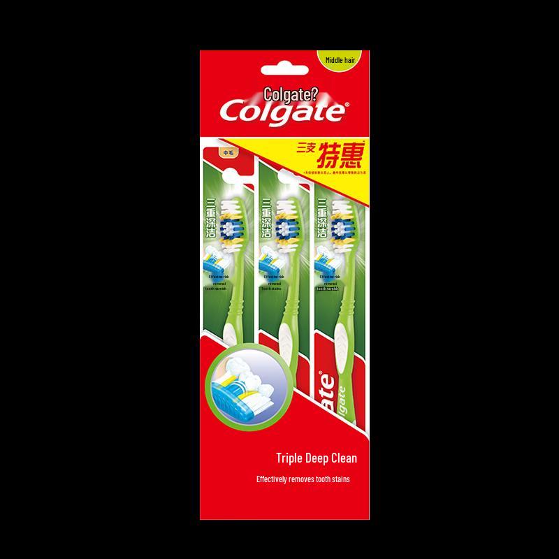 

Colgate Triple Deep Clean Medium Bristle Toothbrush 3-Pack