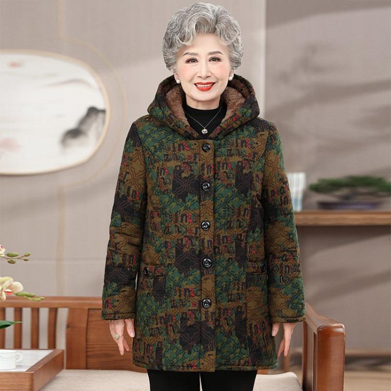 

Зимняя куртка с капюшоном, утолщенная стеганая куртка, бархатная стеганая куртка, старая теплая стеганая куртка 6XL [Recommended 160-82.5kg] зелёный