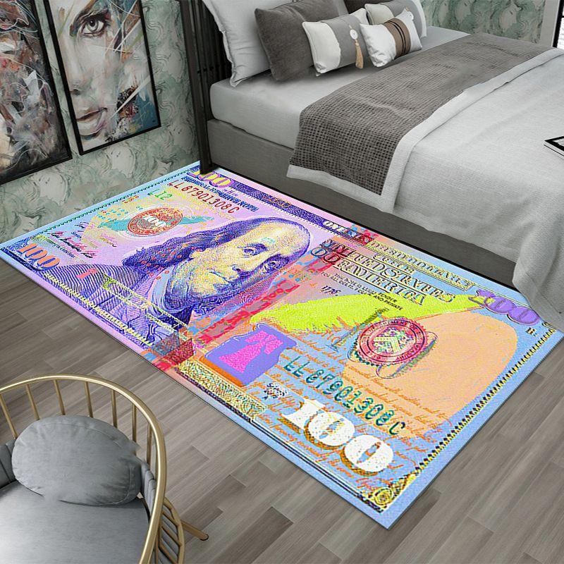 VIKAMA 100 Yuan Banknote Langer Teppich, Waschbar, Rutschfest, Nachttischmatte, Schlafzimmer- und Wohnzimmerteppich, Heimdekoration