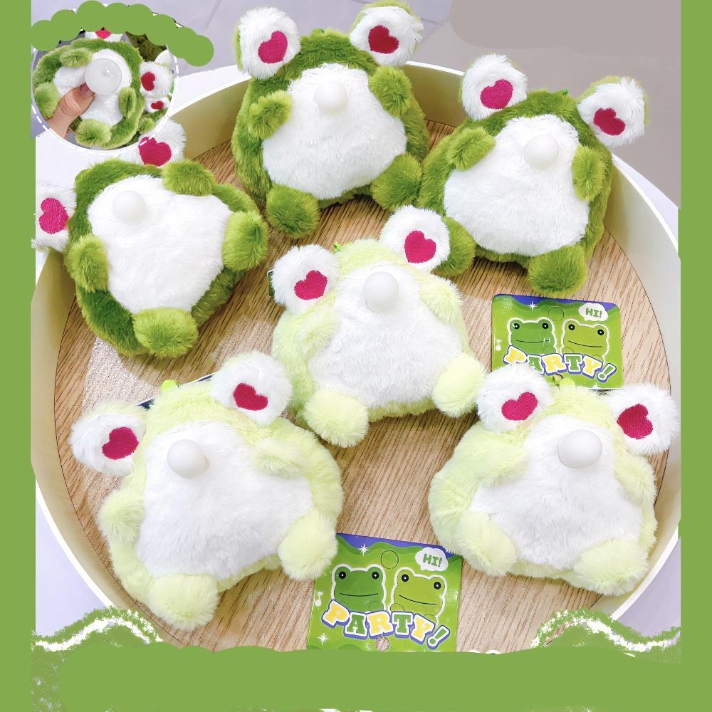 Cartoon Plush Dolls Pendant Squeaking Car Keyring Creative Bubble Frog Keychain  Girl Gift