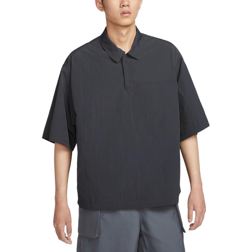 Nike Proteção Solar Técnica Resistente à Água Tecido Ajuste Solto Proteção UV Camisa Polo de Manga Curta Masculina Camisas Polo Preto Carvão FZ0705-060