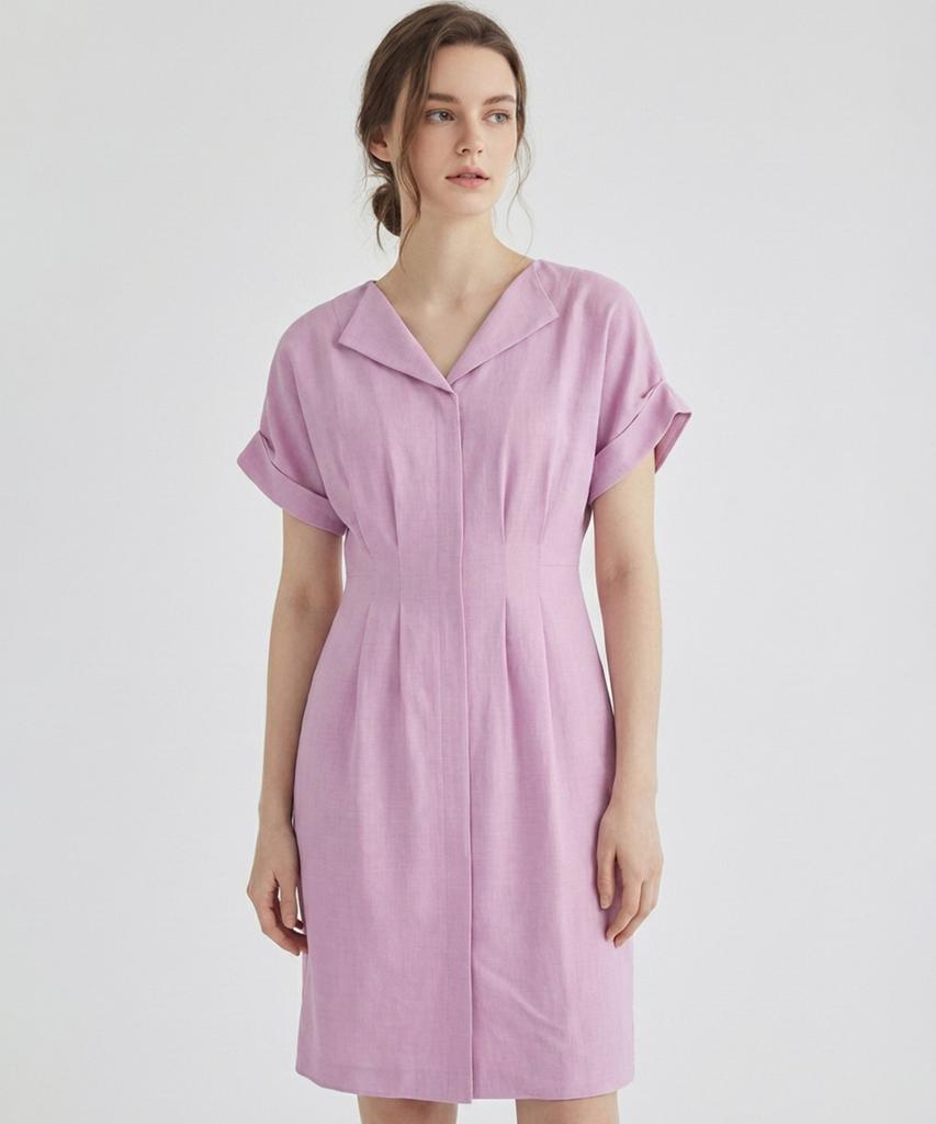 MESENSE Collared Belted Short Sleeve Dress_Mb26Opp115A