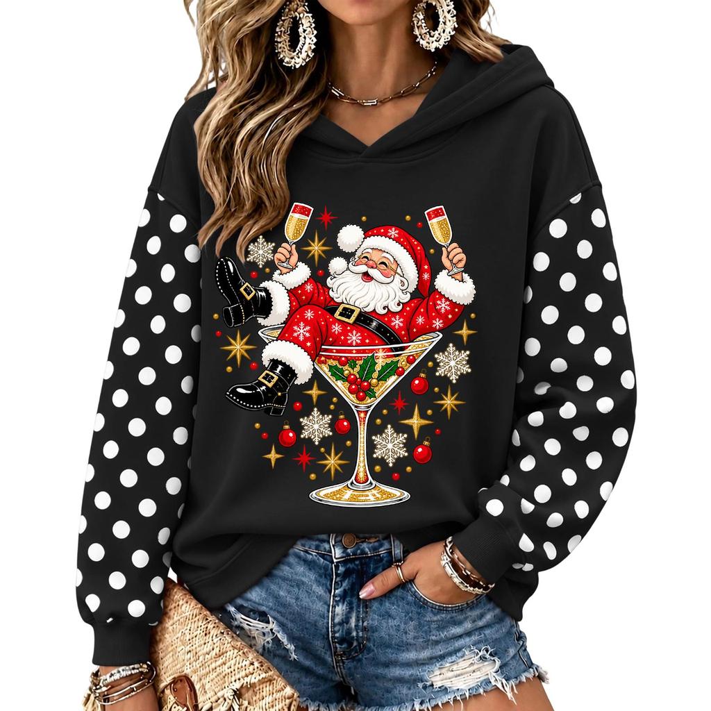 Women's Christmas Print Long Sleeve Top, Casual Comfortable Winter Shirt for Everyday Wear