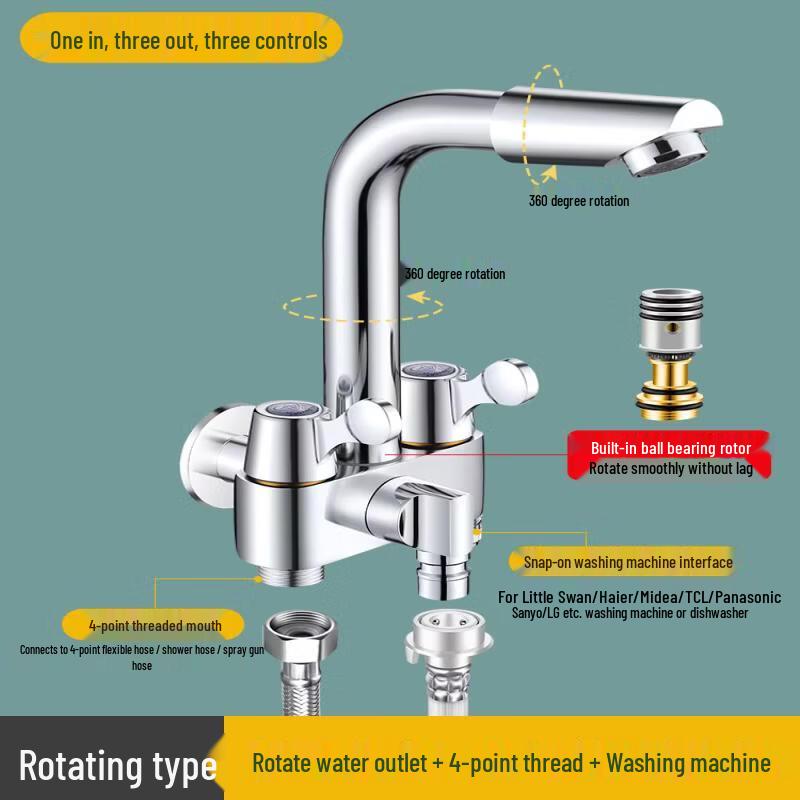 3-Way Brass Faucet for Washing Machine & Mop Sink