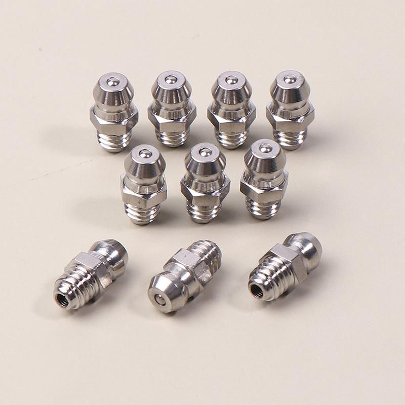 10Pcs 201 Stainless Steel M6 Thread Straight Hydraulic Grease Fitting Grease Nozzle Connection Grease Nipples For Bearing