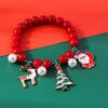 Bell Merry Christmas Bracelet Christmas Tree Santa Claus Hand Chain Beaded Xmas Bracelet  Couple
