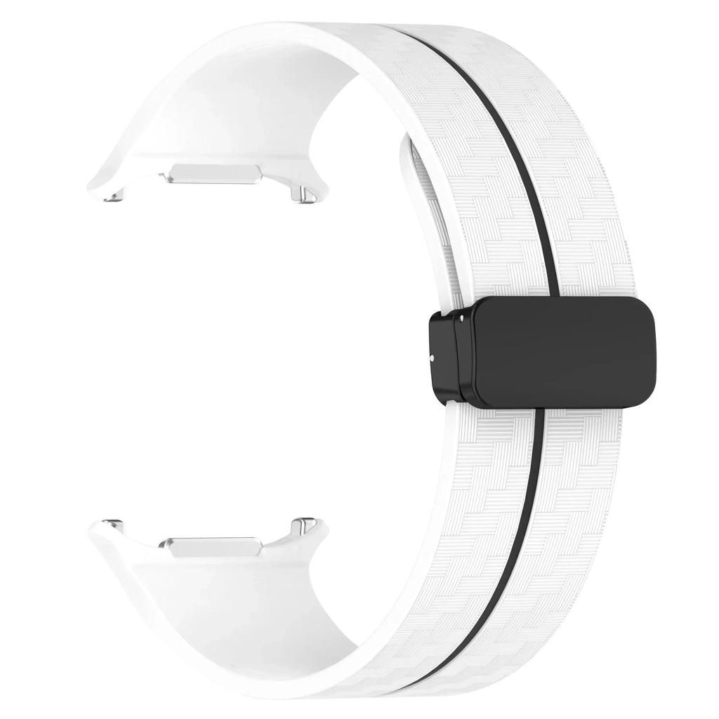 Carbon Fiber Pattern Strap for Samsung Galaxy Watch 7 Ultra 47mm Magnetic Clasp Band for Galaxy Watch 7 Ultra Silicone Bracelet