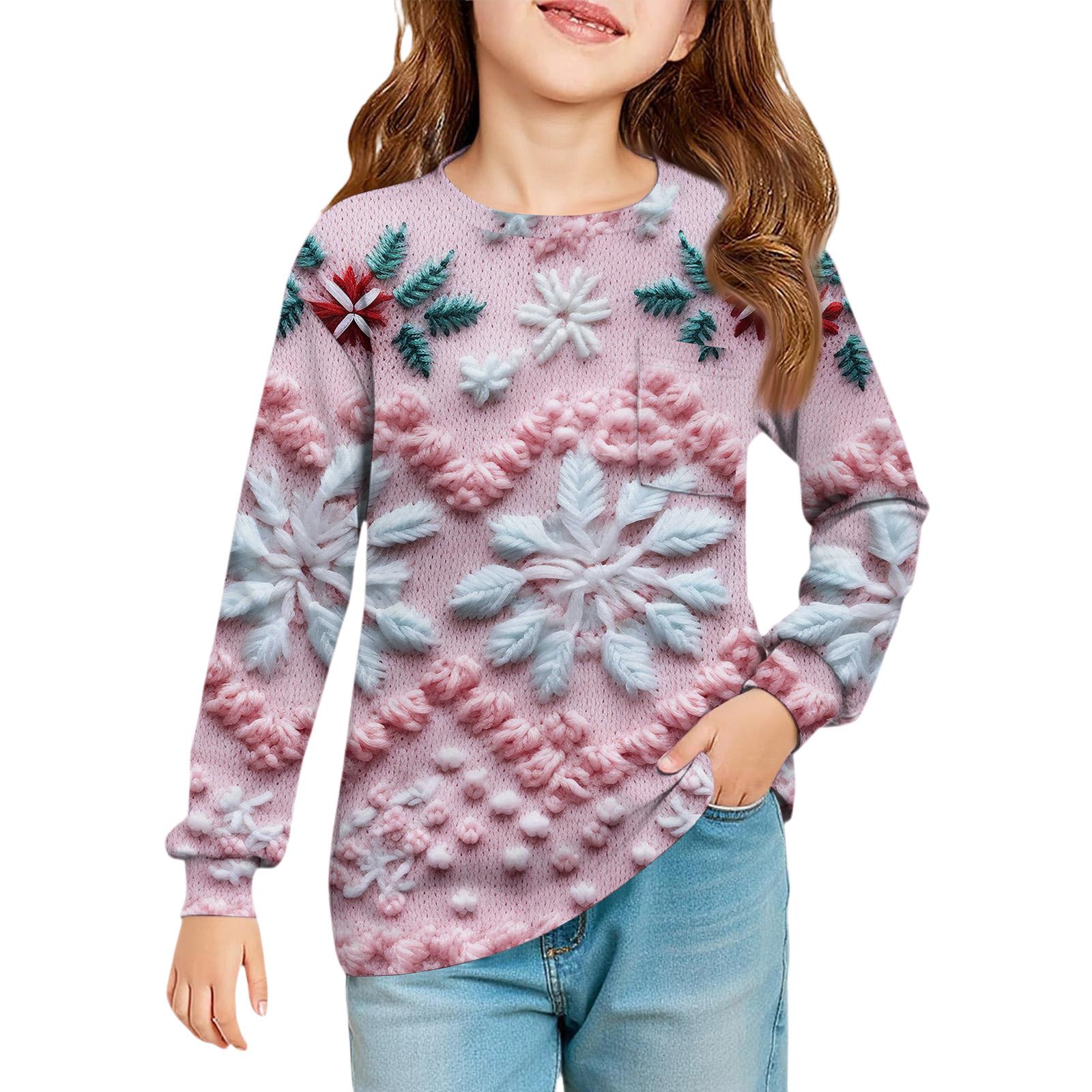 

Girls Long Sleeve Blouse - Round Neck Soft Waist Tunic 160 рожевий