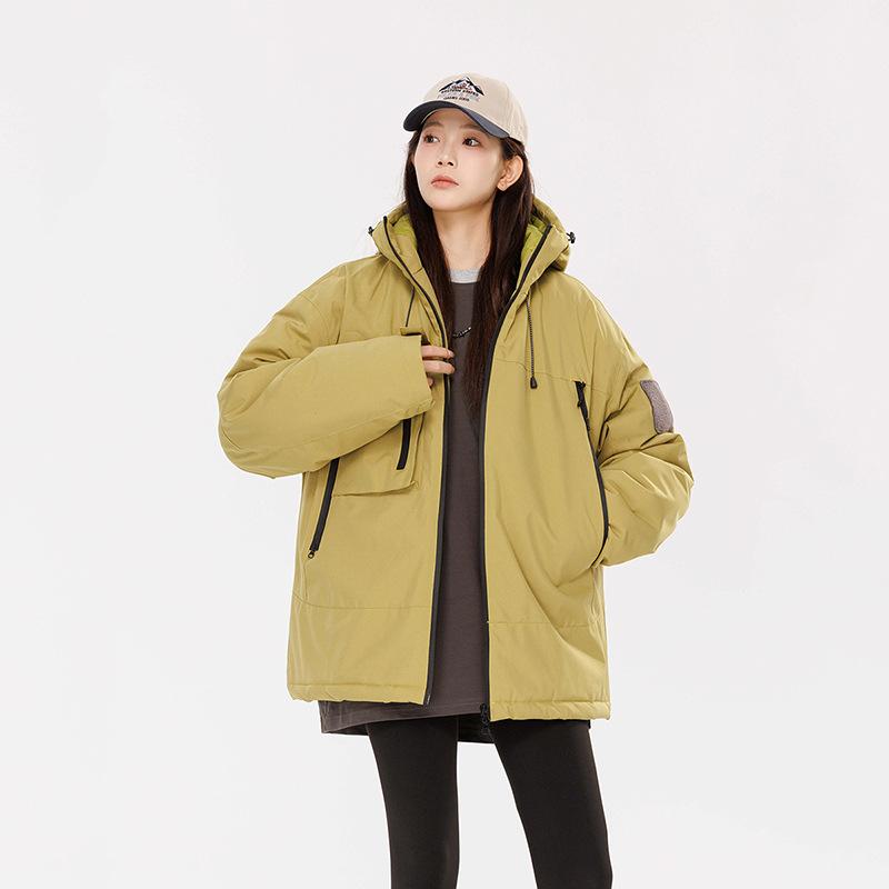 

Outdoor hooded cotton jacket men s winter new solid color casual padded jacket windproof waterproof cotton jacket men s jacket padded suit 3XL лимон