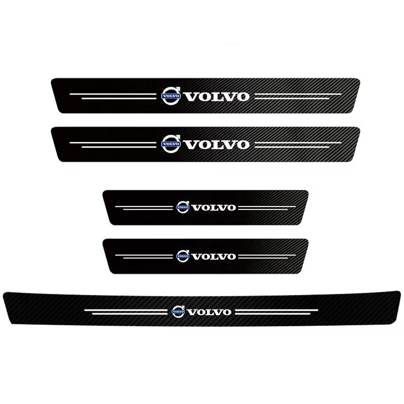 1/4/5Pcs Carbon Fiber Sticker Car Threshold Protective Film For Volvo Rdesign Polestar AWD V50 S60 XC60 XC90 V60 S80 S90 V90 V70
