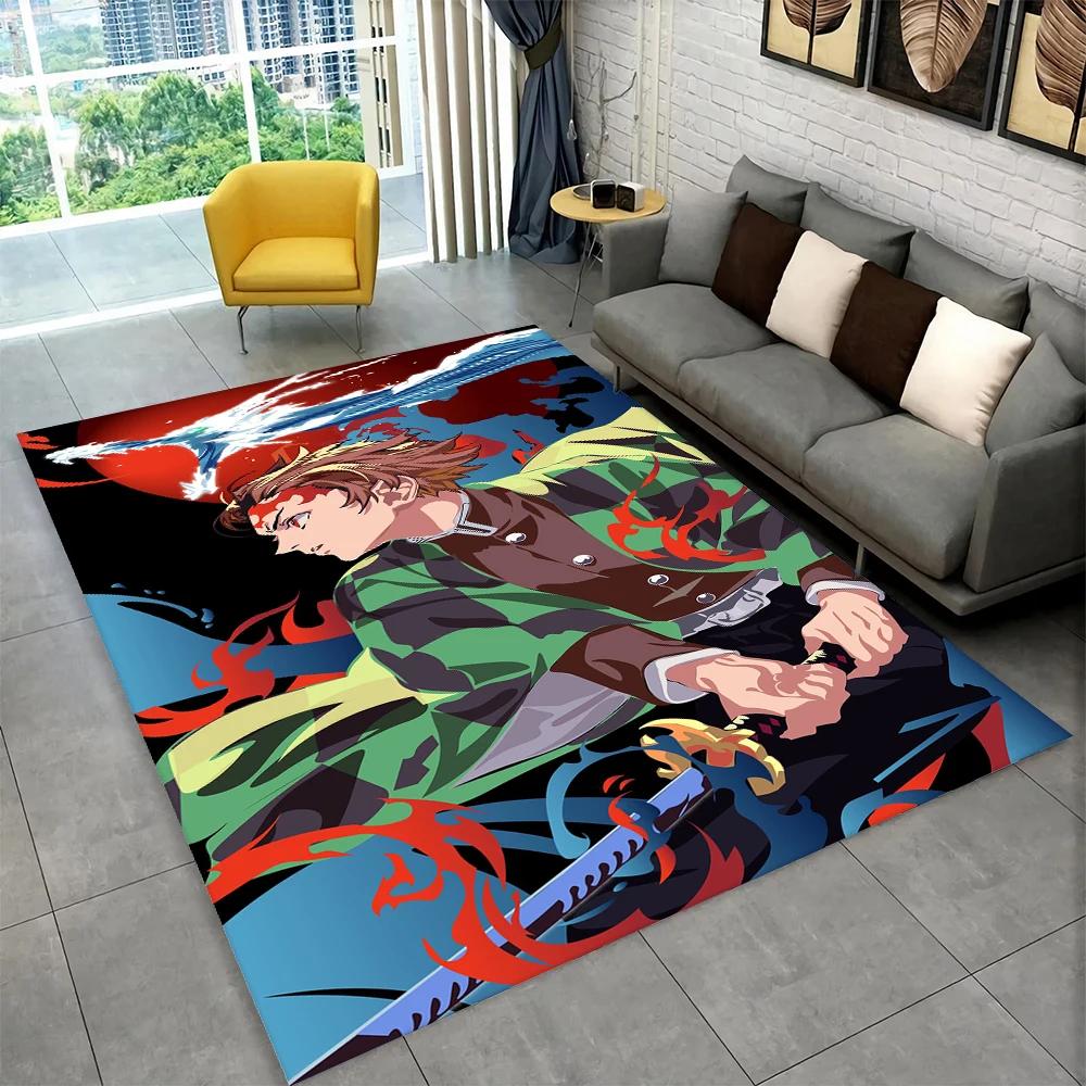 Anime Kamado Nezuko Demon Slayer Area Rug,Carpet Rug for Living Room Children Bedroom Sofa Doormat Decor,Kid Non-slip Floor Mat