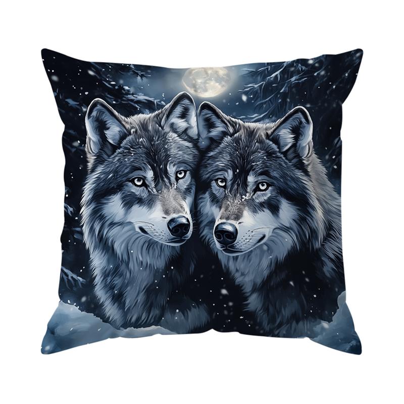 Short Plush Material Pillowcasethe Wolf King In Winter Pillowcase Print Throw Cushion Pillow Cover Printing Cushion Pillow Case