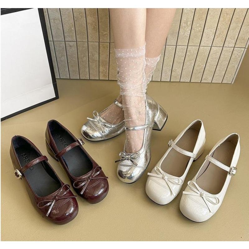 Scarpe Mary Jane Designer Primavera Autunno Moda Punta Tonda Bassa Tacco Medio Scarpe Eleganti da Donna per Esterno Scarpe Décolleté Singole