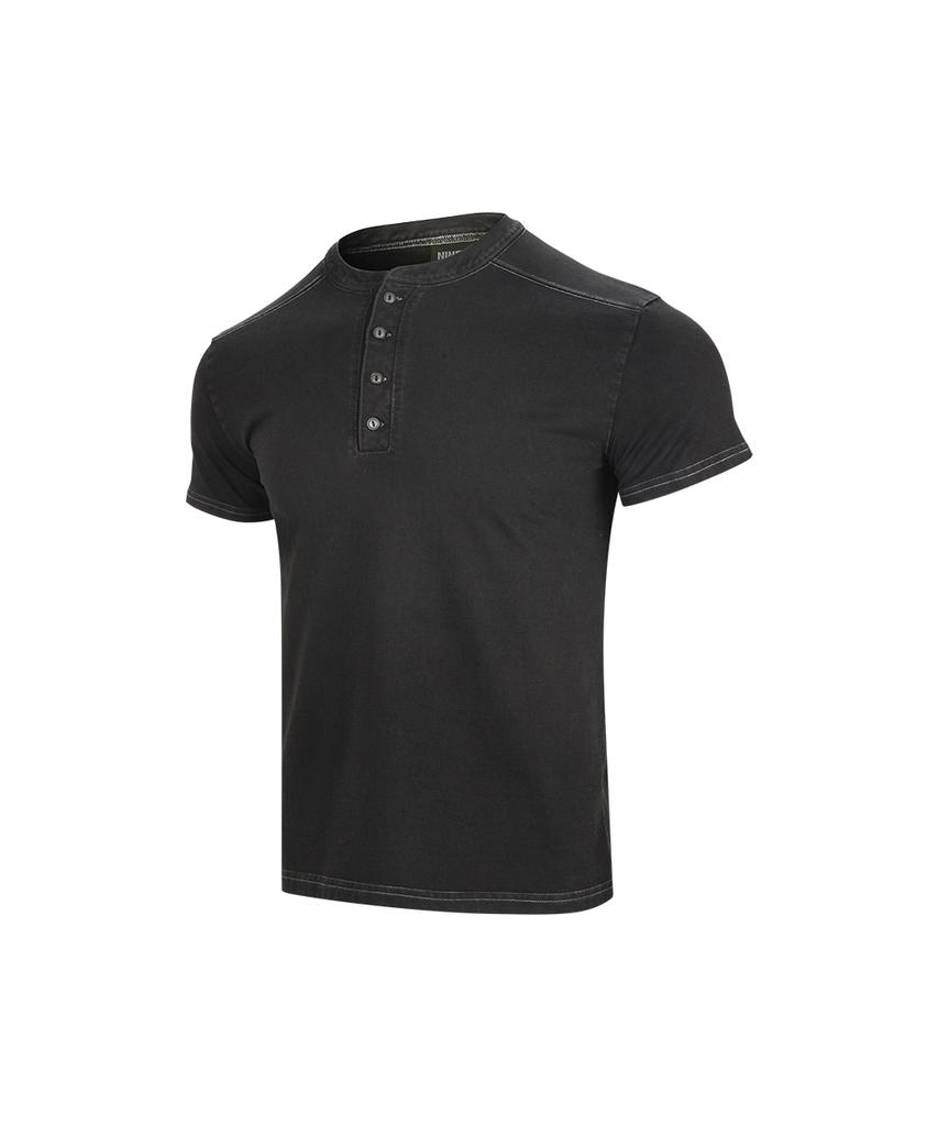 NINEZ Pigment Washed Henley Neck Muscle Fit T-Shirt (2 Colors)