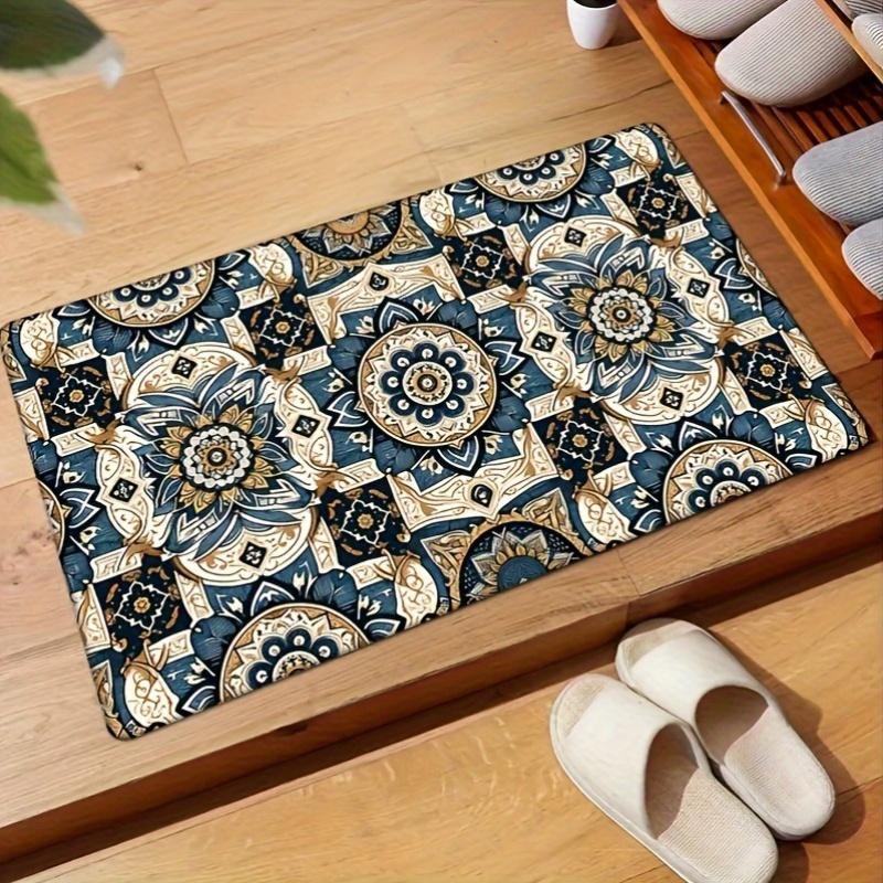 Moroccan vintage pattern theme Flannel-printed floor mats has a non-slip function is suitable entrances bathroom welcome carpets