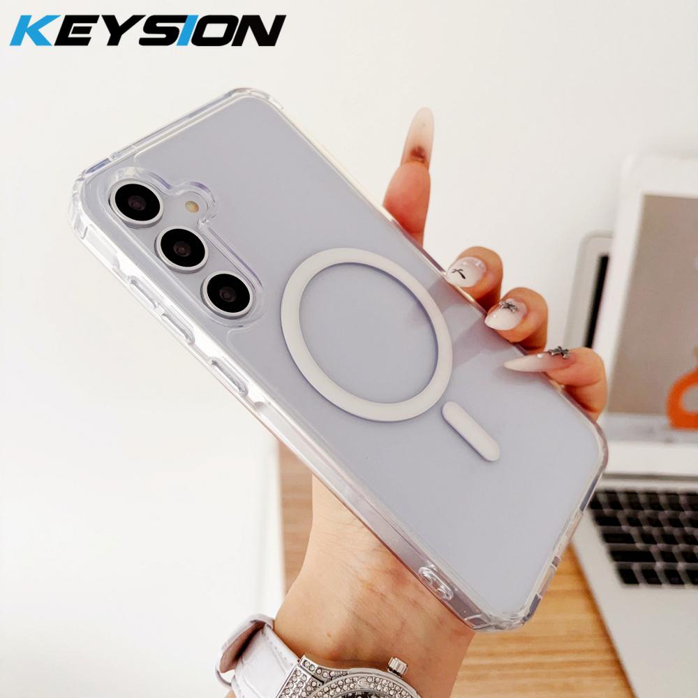 KEYSION Luxury Magnetic Case for Samsung A57 5G A37 5G Soft TPU+PC Shockproof Phone Back Cover for Galaxy A56 5G A36 5G