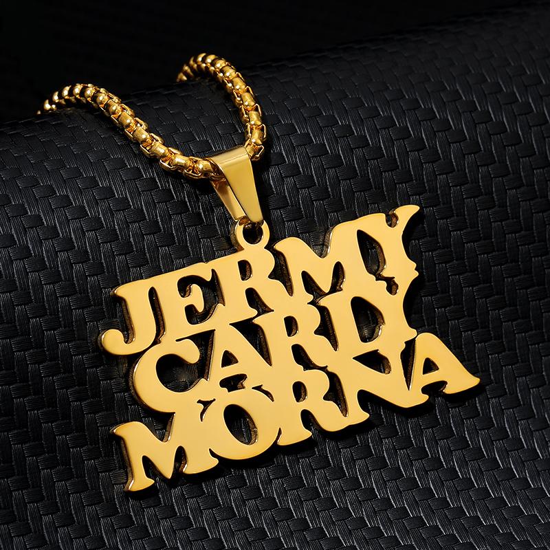 Collana con Nome Personalizzato Uomo Stile Punk Catena a Scatola Acciaio Inossidabile Collana Personalizzata Ciondolo Arewa Firma Gioielli Personalizzati Regalo
