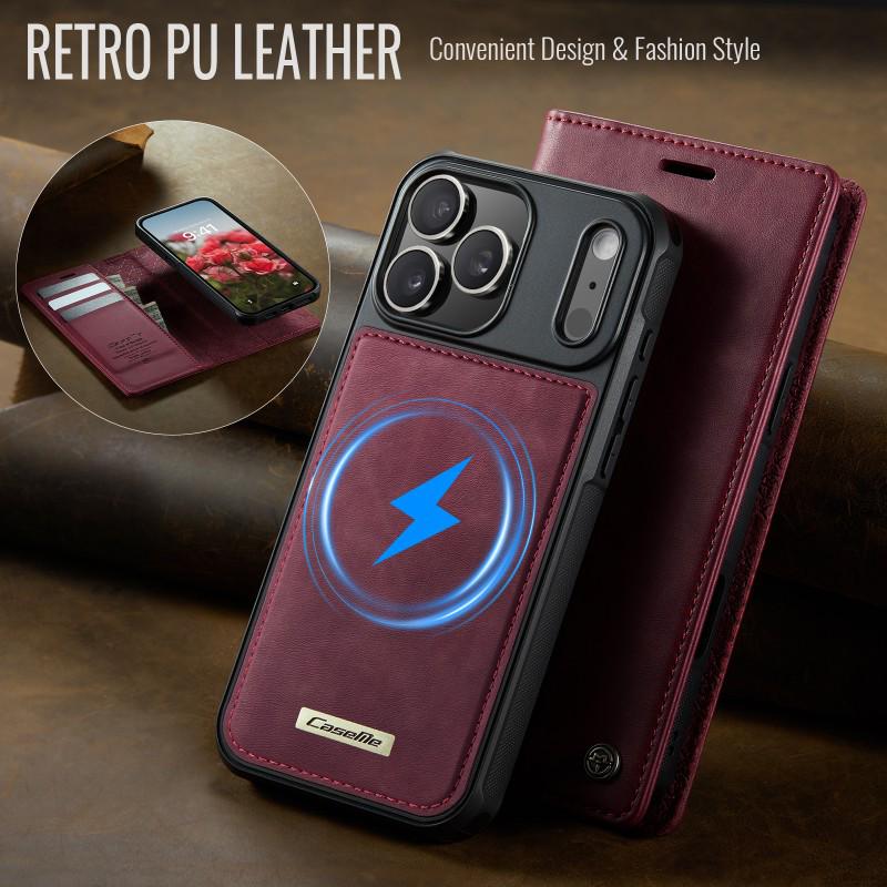 Magnetic Leather Wallet Case for iPhone 16/17 Pro Max (MagSafe Compatible)