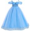 Girls New Year Blue Long Dress for Kids Christmas Birthday Party Dresses Butterfly Cinderella Cosplay Costumes Chidren Outfits