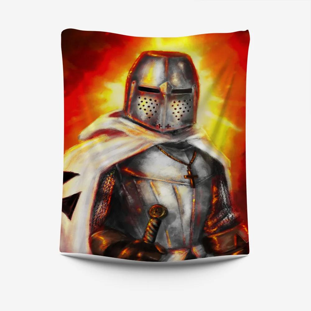 Medieval Knight Tapestry Crusader Warrior Design Perfect for Historical Themed Room Decor Large Wall Hanging Artwork