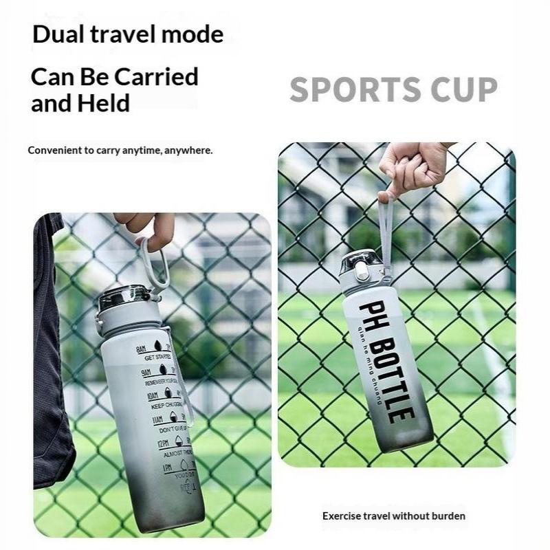 1 Stück 1000 ml Farbverlauf Sport-Wasserflasche Auslaufsicher Tragbarer Fitnesskrug Mit Strohhalm Für Fitnessstudio Outdoor Strand Reisen
