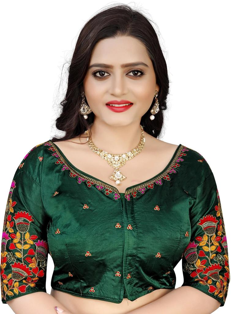 Indian Designer Silk Embroidery Blouse Women's Party Wedding Wear Ethnic Choli
