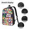 3Pcs Rugrates Chuckie Finster Backpack Set for Girls Boys Pen Bags Bookbag Sets with Lunch Box For School Students Knapsack
