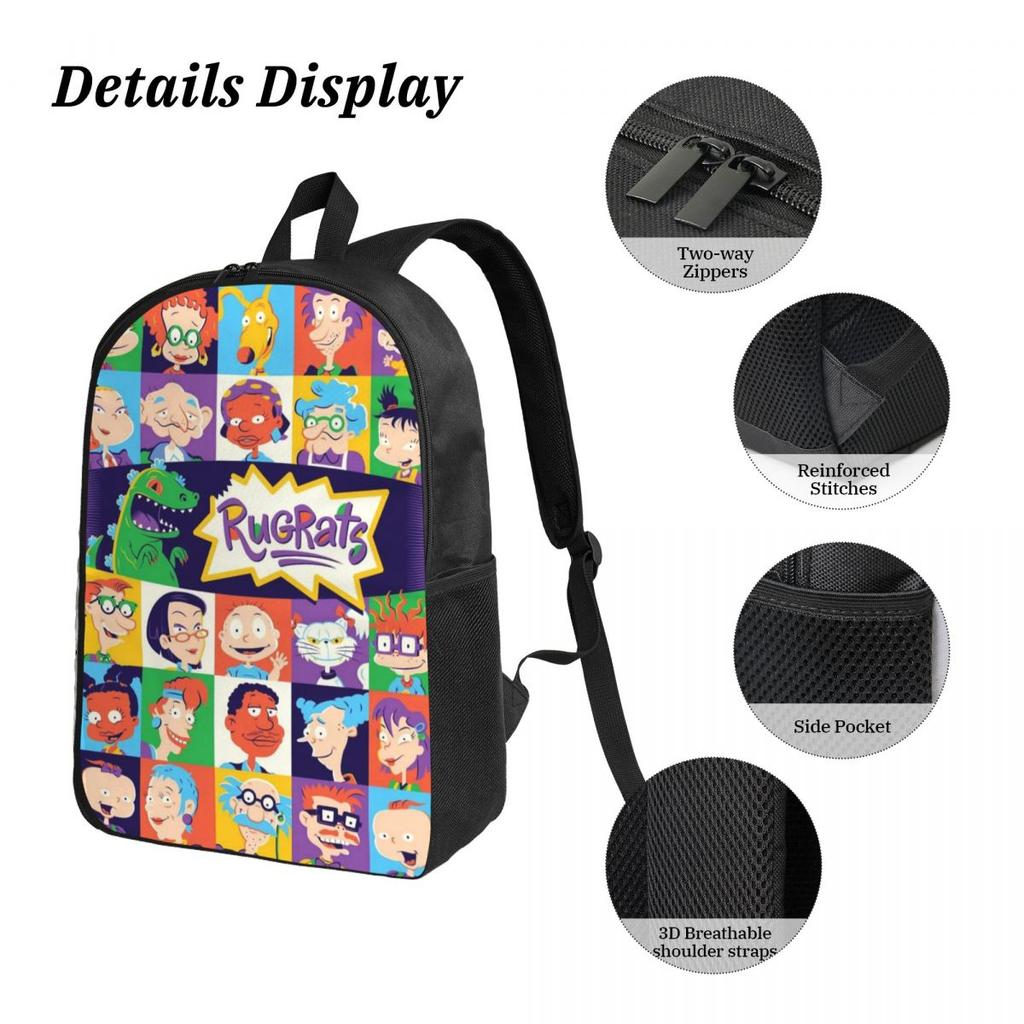 3Pcs Rugrates Chuckie Finster Backpack Set for Girls Boys Pen Bags Bookbag Sets with Lunch Box For School Students Knapsack