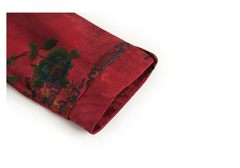 Festive Red Tang Suit Shirt for Elderly Women - Chinese Style Mother's Summer Wedding Attire