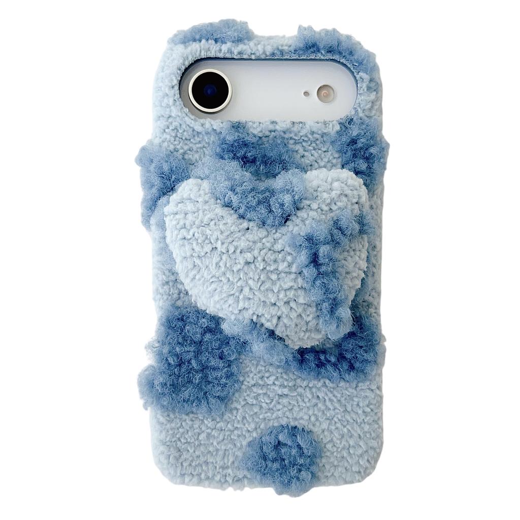 For iPhone Air Case 3D Heart Plush TPU Winter Warm Soft TPU Phone Cover