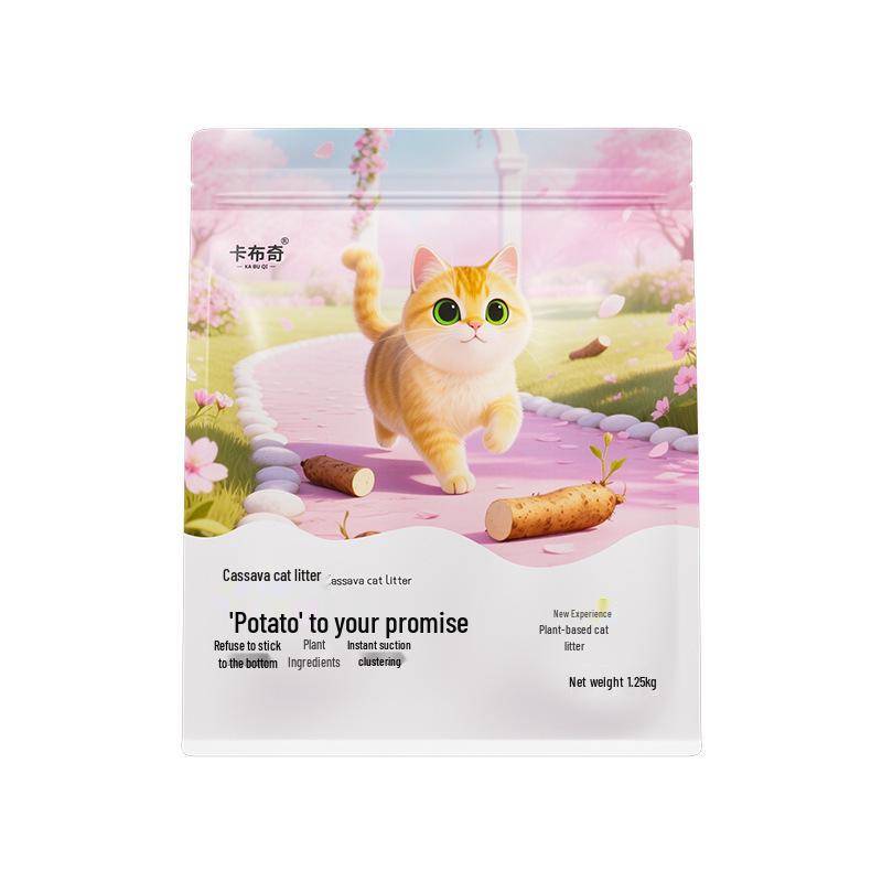Low Dust, Non-Stick Cassava Cat Litter for Odor Control - Pure Plant-Based Formula