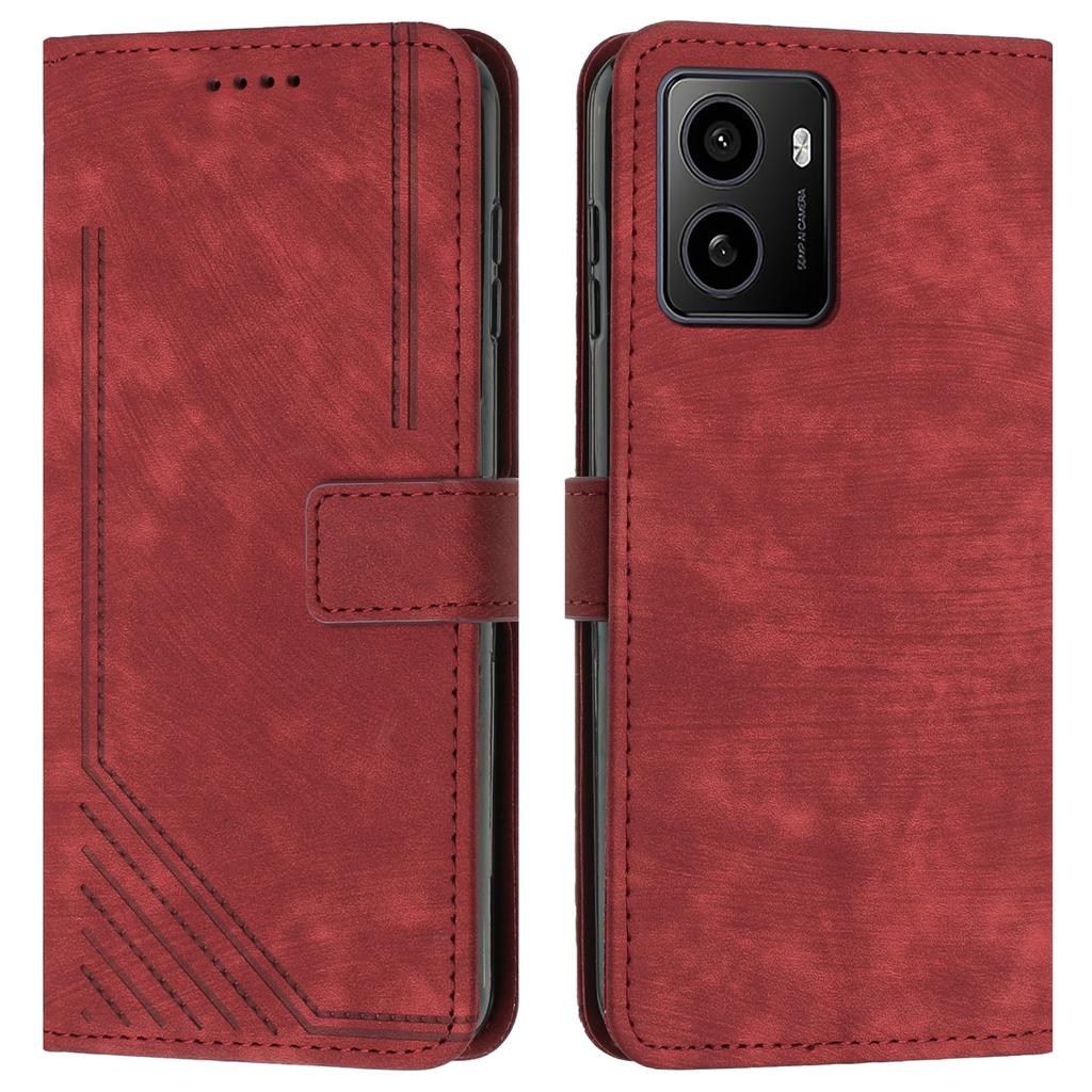 For HMD Pulse/Pulse+/Pulse Pro Case Imprinted Lines Leather Phone Cover Bookstyle Folding Stand