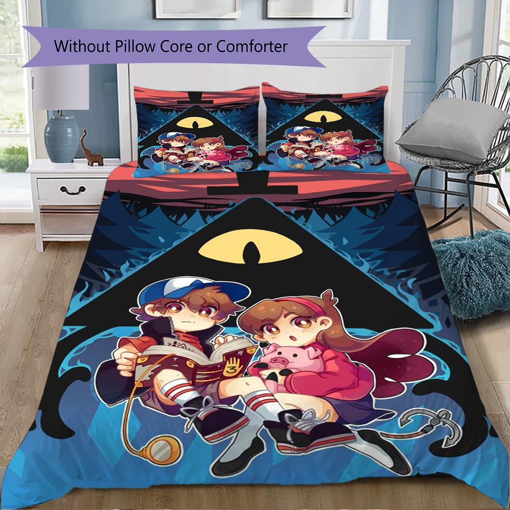 Gravity Falls theme Pattern Bedding,Quilt Set Quilt Cover Pillowcase Home Birthday Gift (1*duvet cover+2*pillowcase,without core)XSJT0917564