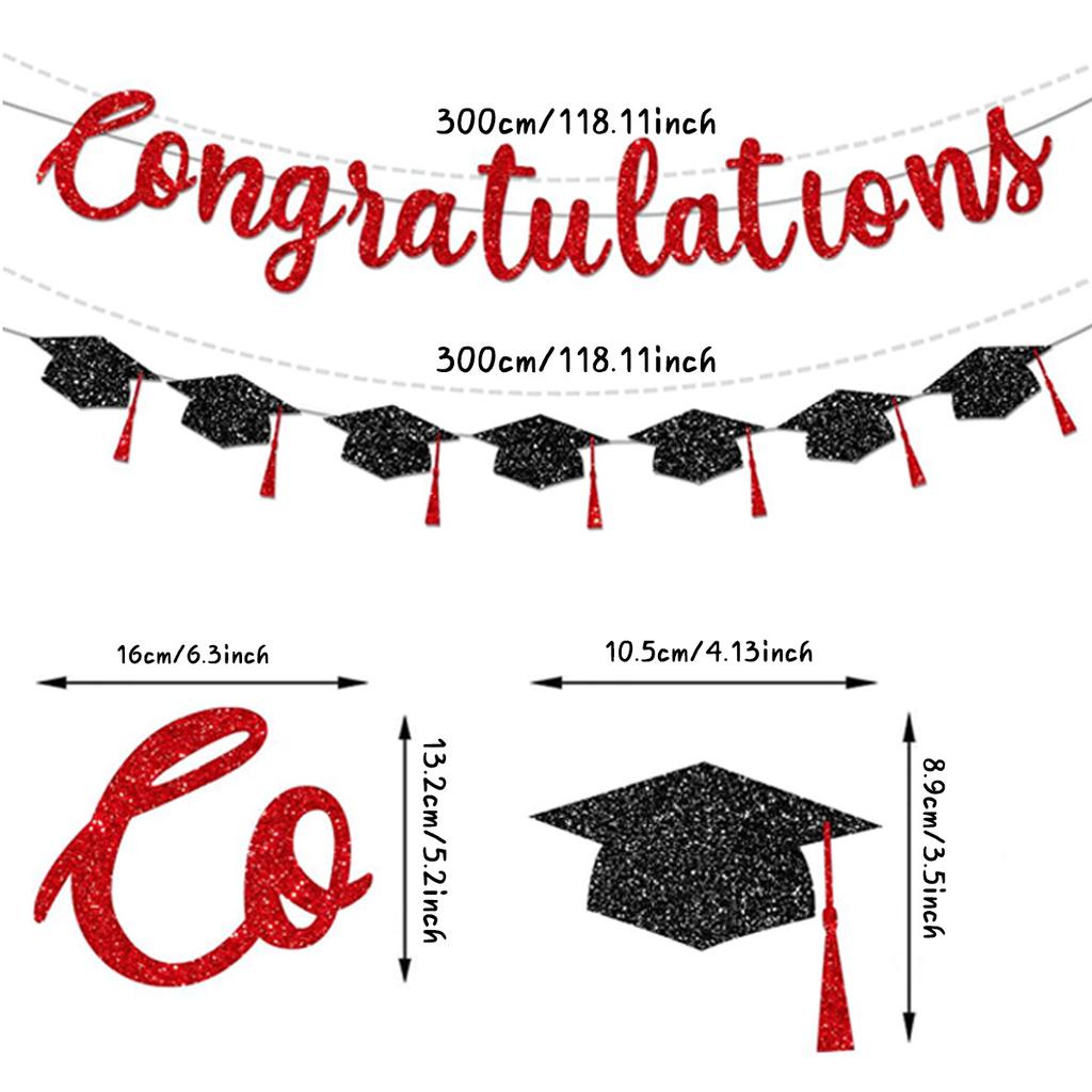 New Graduation Season Banner Diploma Cap Letter Hanging Garland Background Decor Party Supplies