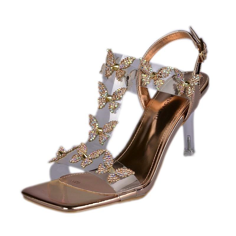 Мода 2024 Новые милые босоножки женские вечерние туфли на тонком высоком каблуке женские — фото 2