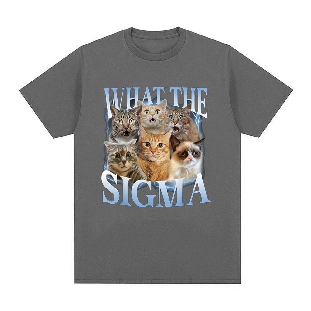 What The Sigma Funny Meme Cat Lovers Graphic T-Shirts Mens Women Cotton Oversized Short Sleeve T Shirts Fashion Comfort T Shirt