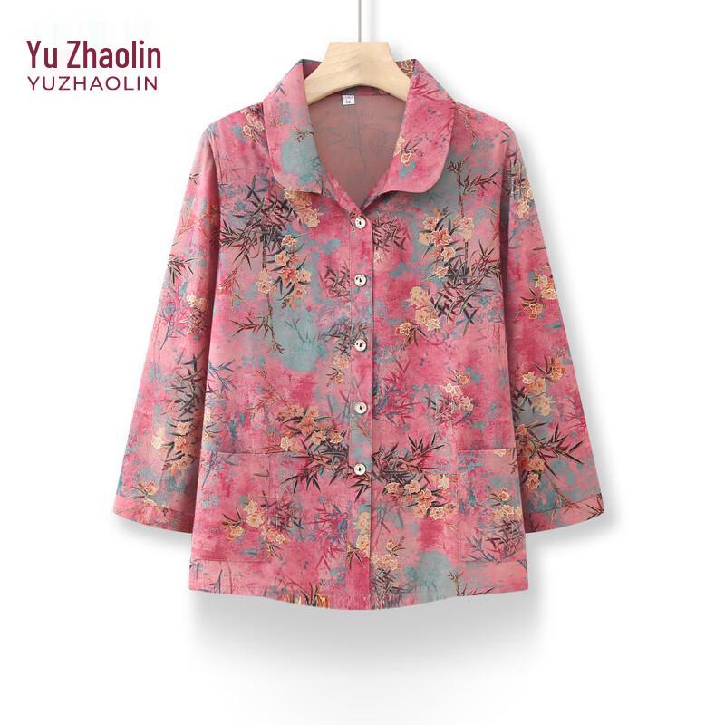 YUZHAOLIN Women s Floral Polo Collar Blouse 5XL