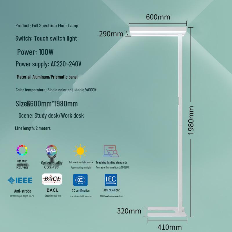 American Original Full Spectrum Eye Protection Floor & Desk Lamp for Children's Reading & Piano