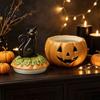Small Item Organizer for Desk Haunted Halloween Candy Jar with Lid, Resin Pumpkin Storage Container Jewelry And Treats, Decorative Black Cat