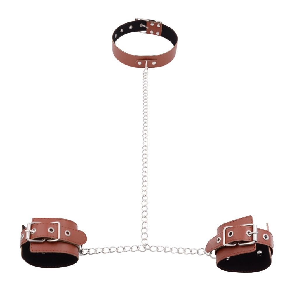 SM Female Slave Training Props Collar Reverse Back Handcuffs Bondage and Discipline Sex Toys Couple Sex Supplies