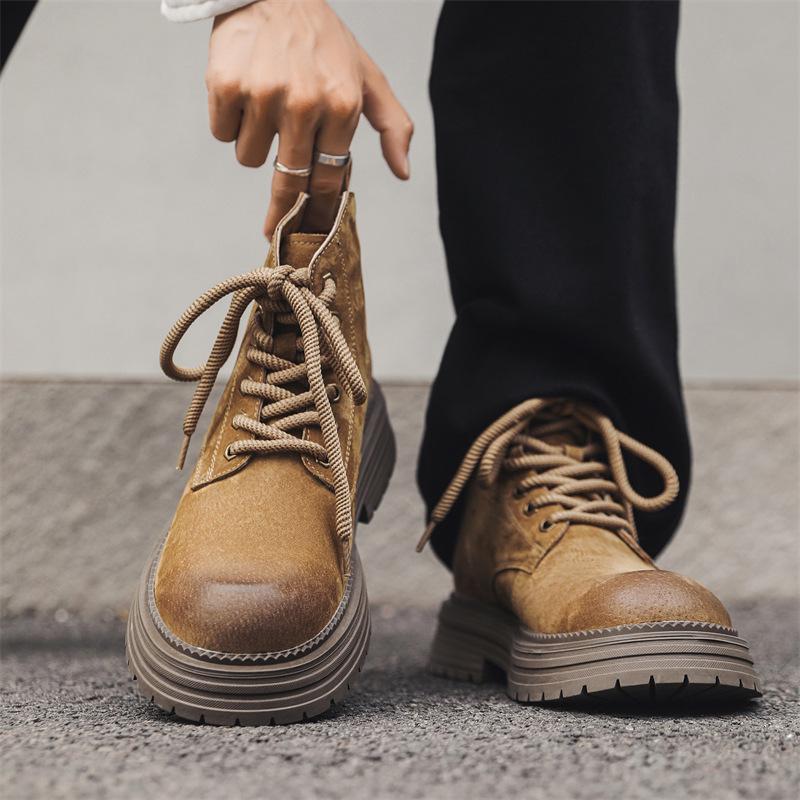 Martin boots men's spring and autumn 2024 new men's shoes British style tooling rhubarb boots short boots 66687-J