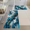 1Pcs Anti Fatigue Kitchen Rugs Blue Marble Textured Waterproof Non-Slip Thick Cushioned Kitchen Mat Heavy Duty Comfort Standing Mat for Kitchen