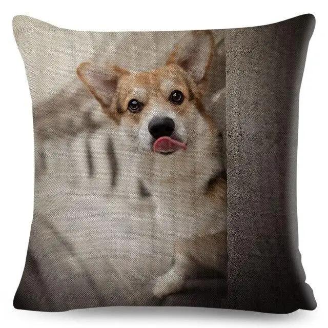 Cute Welsh Corgi Pembroke Dog Printed Pillowcase Decoration  Pet Animal Cushion Cover Sofa Household Car