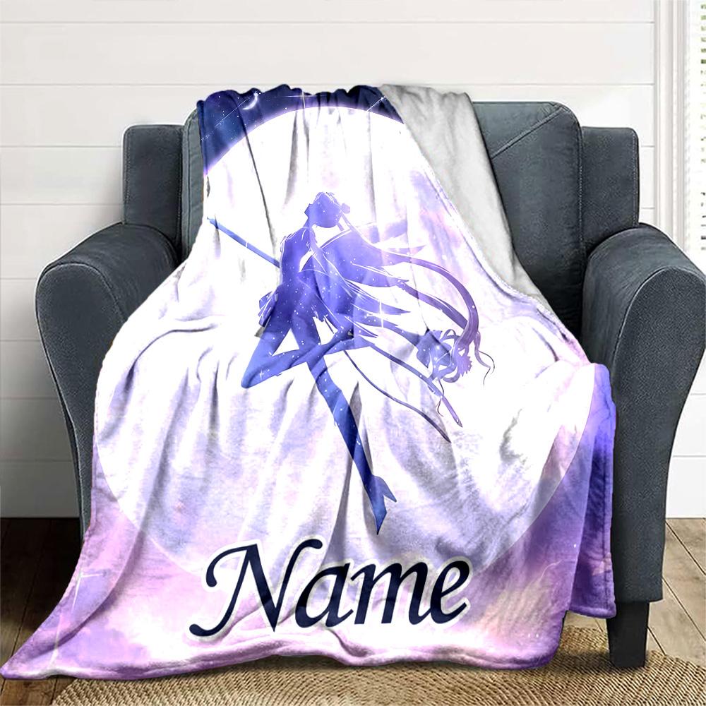 Customiz Name Personality Sailor Moon Blanket Soft &Warm Sofa Office Bed Travel Lunch Break Blanket, Gift Suitable All Seasons
