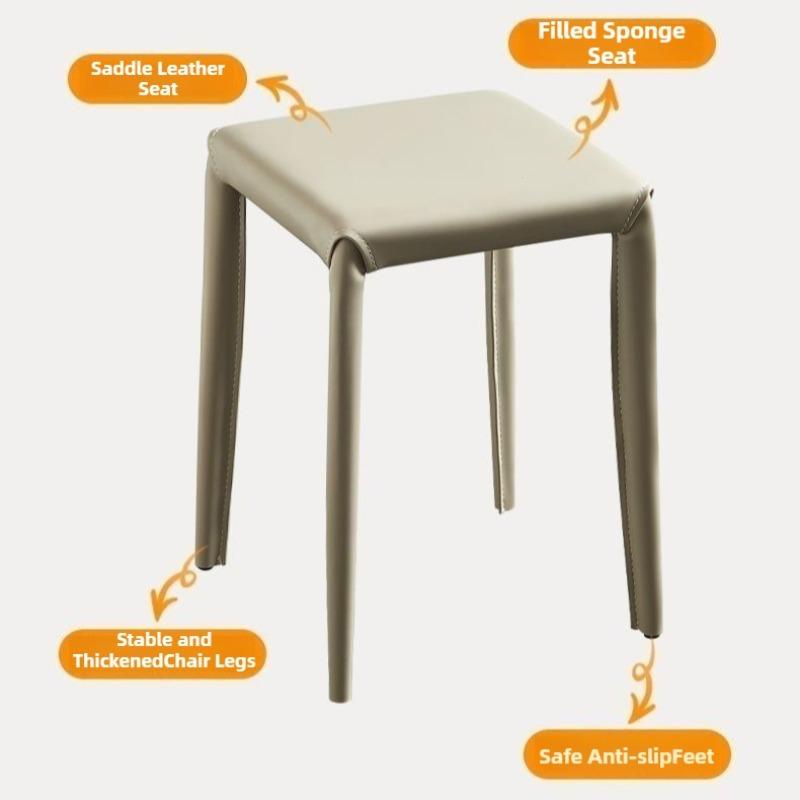 Stackable Leather Stool Modern Stools Luxury Aesthetic Living Room Dining Stool Decorative Interior Single Person Vanity Stools