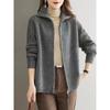 Solid Color Autumn and Winter New Loose Double Zipper Sweater Jacket for Women's Lazy Style Large Size Casual Knitted Cardigan for Women