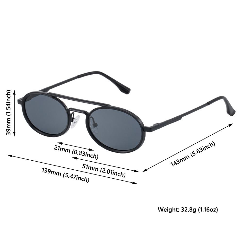 Klassische kleine Steampunk-Sonnenbrille Ovaler Metallrahmen Punk-Brille Luxusmarke Doppelte Brücke Sonnenbrillen für Damen