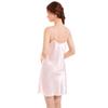 Women’s Summer Thin Loungewear Sexy V-Neck Backless Slip Dress Solid Satin Sleepwear Sleeveless Lace Trim Cami